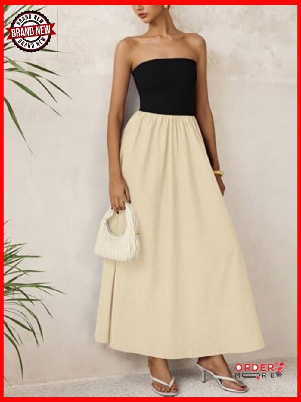 Strapless Maxi Dress Tube Top A-Line Long Formal Cocktail Party Dress - Picture 5 of 7